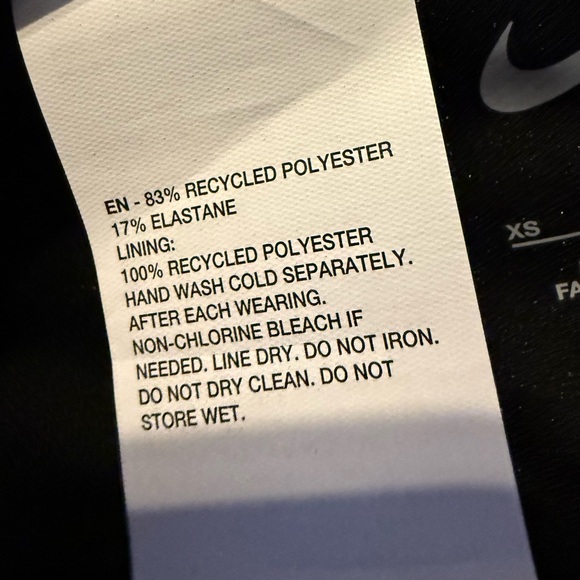 Nike Black One Piece with White Accents NWOT - Picture 5 of 8